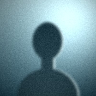 Portrait illustratif abstrait, silhouette sur fond bleu océan