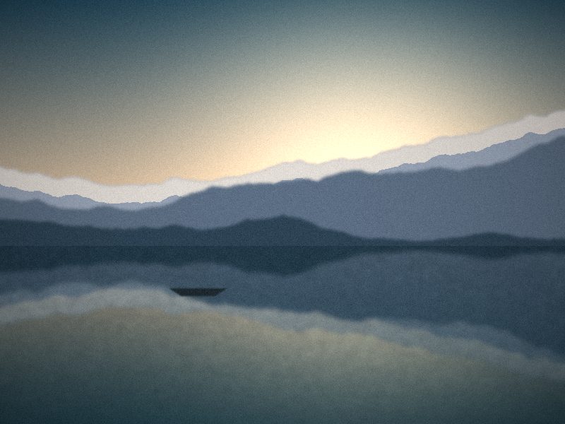 Lac alpin au lever du jour, montagnes enneigées se reflétant dans l’eau calme
